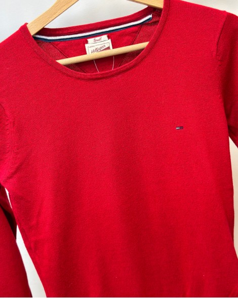 Svetr dámský Tommy Hilfiger červený s kulatým výstřihem